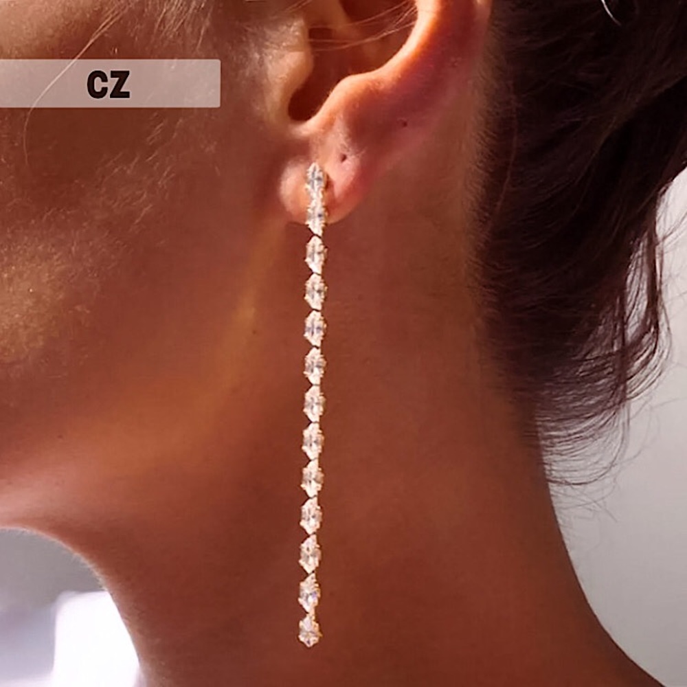 ⚜️𝟯𝟬%𝗢𝗙𝗙 𝗯𝘂𝗻𝗱𝗹𝗲𝘀 𝟯+⚜️ NEW CZ Gold Long Tassel Earrings